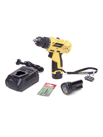 Дрель-шуруповерт аккумуляторный, Hanskonner, HCD1230R, бесщеточный, 12 В, 30 Нм, 2х2 Ач, кейс