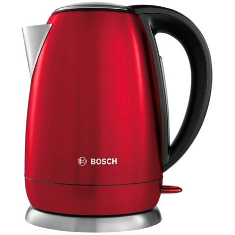 Чайник электрический Bosch, TWK 78A04, красный, 1,7л, 2200 Вт, ск нагр элем, металл