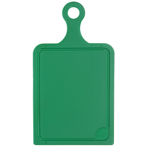 Доска разделочная пластик, 24х19 см, с ручкой, зеленая, прямоугольная, Мультипласт, Малая