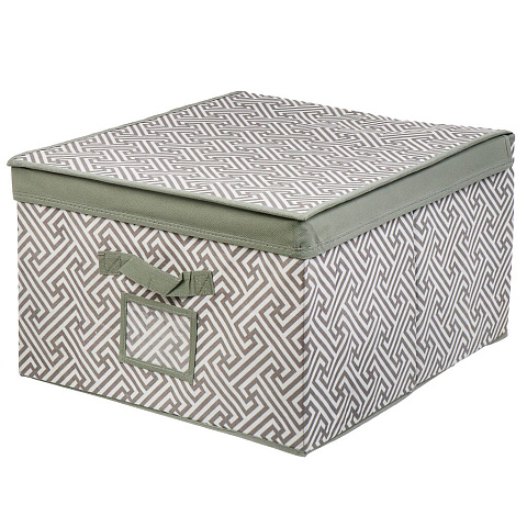 Коробка для хранения, с крышкой, 40х25х50 см, серая, Орнамент, UC-202
