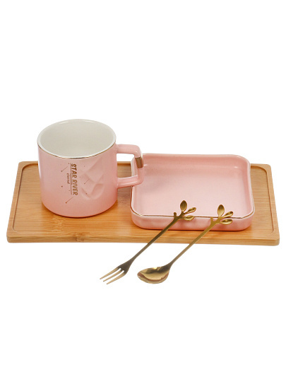 Чайная пара керамика, 4 предмета, на 1 персону, 230 мл, Звездная река, B010417, в ассортименте