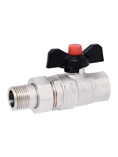 Кран для воды с американкой 1/2'', г-ш, латунь, прямой, ручка-бабочка, DN 15, Strong, ProFactor