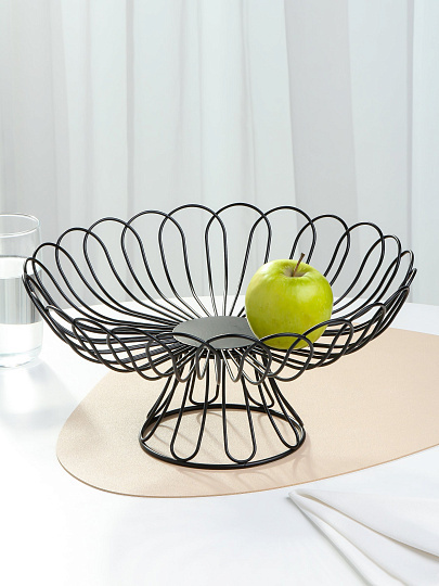 Ваза для фруктов, металл, на ножке, 32х15 см, Y4-7655, черная