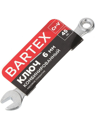 Ключ комбинированный, Bartex, 6 мм, CrV сталь, Эко
