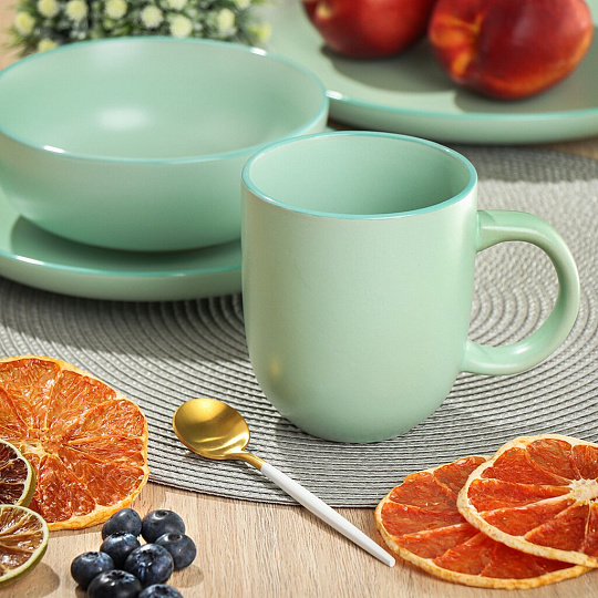 Кружка керамика, 400 мл, Macarons, Domenik, DM7003, мятная