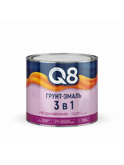 Грунт-эмаль Formula Q8, по ржавчине, алкидная, черная, 1.9 кг