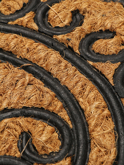 Коврик придверный, 40х60 см, полуовальный, кокосовое волокно, Кружевной, Sunstep, 32-072