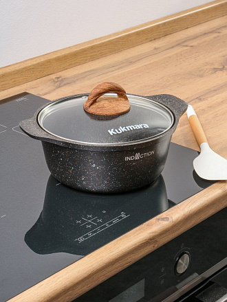 Кастрюля алюминий, антипригарное покрытие, 3 л, крышка стекло, Kukmara, Granit Ultra Induction original, кгои33а, индукция
