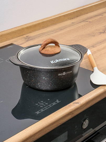 Кастрюля алюминий, антипригарное покрытие, 3 л, крышка стекло, Kukmara, Granit Ultra Induction original, кгои33а, индукция