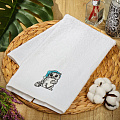 Полотенце кухонное 40х60 см, 400 г/м2, 100% хлопок, Silvano, Зимний котик, белое, вышивка, Турция, DU-2021-3S-40-P-09