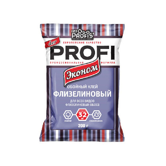 Клей для флизелиновых обоев, der PROFI, Эконом, 200 г, мягкая упаковка