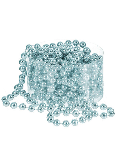 Бусы новогодние пластик, 0.8х500 см, круглые, голубые, SY18ZL-81 LB
