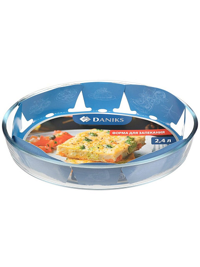 Форма для запекания стекло, 21.4х29.8х6.3 см, 2.4 л, овальная, Daniks, DNX-24R