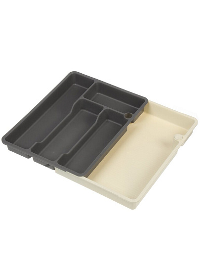 Лоток для столовых приборов раздвижной, серый, Бытпласт, Phibo, 434231811