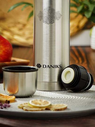 Термос нержавеющая сталь, 0.75 л, узкая горловина, Daniks, колба нержавеющая сталь, серебристый, SL-75Z