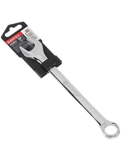 Ключ комбинированный, Bartex, 17 мм, хромированный зеркальный, CrV сталь