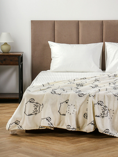 Плед 2-спальный, 180х200 см, велсофт, 100% полиэстер, Silvano, Узор, белый, ST-391