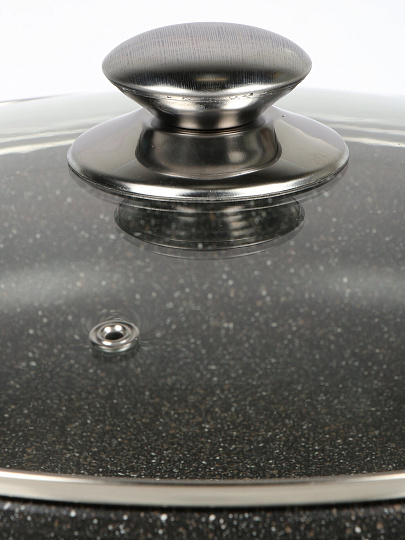 Сотейник алюминий, 28 см, антипригарное покрытие, Гардарика, Мегалит Гранит X6, 1028-18-01-10, с крышкой, съемная ручка