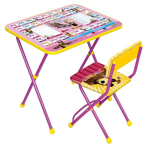 Мебель детская Nika, стол+стул, Познайка2 Азбука3: Маша и медведь, металл, пластик, КП2/3