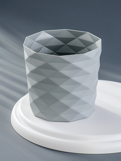 Кашпо пластик, 1.5 л, 14х13 см, серый жемчуг, La Decoro, Диамант, КШ-1797