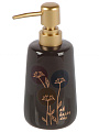 Дозатор для жидкого мыла, керамика, 7.5х17.5 см, цветы на сером, Y4-9865 - фото 3
