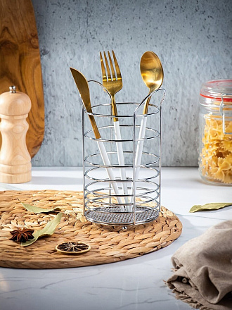Подставка для столовых приборов, металл, круглая, 18х10 см, Y3-1114
