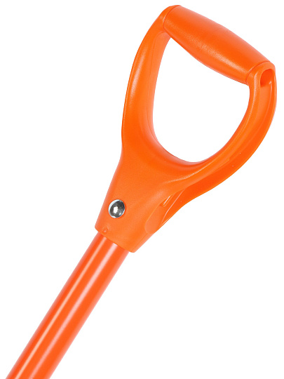 Лопата для снега поликарбонат, черенок алюминиевый, 141х45х11 см, оранжевая, D-рукоятка, ручка силы, Компакт
