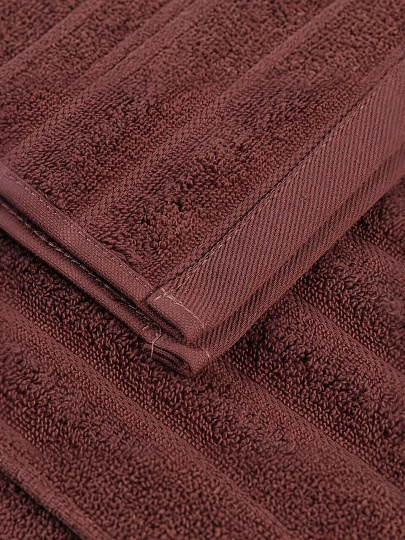 Полотенце банное 70х140 см, 100% хлопок, 450 г/м2, Страйп, Barkas, коричневое, Узбекистан