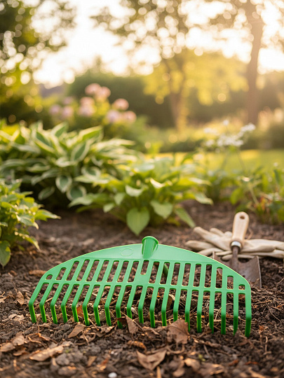 Грабли веерные, 22 зуб, пластик, 44 см, Инструм-Агро, Оазис/Гардения, 010819