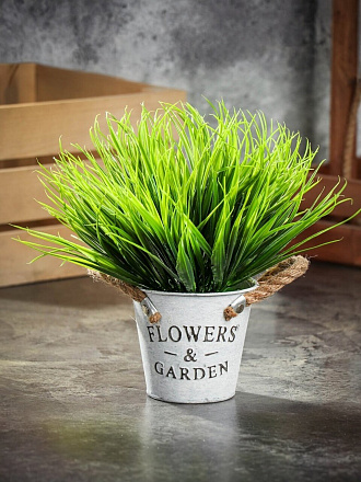 Цветок искусственный декоративный Трава, в ведерке, 25 см, Y6-2047