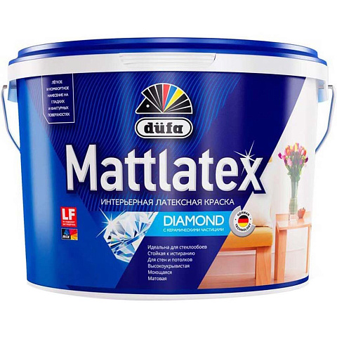 Краска воднодисперсионная, Dufa, Mattlatex RD100, латексная, интерьерная, моющаяся, влагостойкая, матовая, 10 л