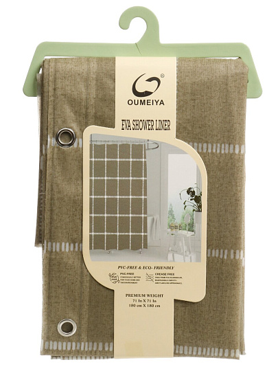 Штора для ванн 180х180 см, PEVA, Зеленая геометрия, Y4-11163