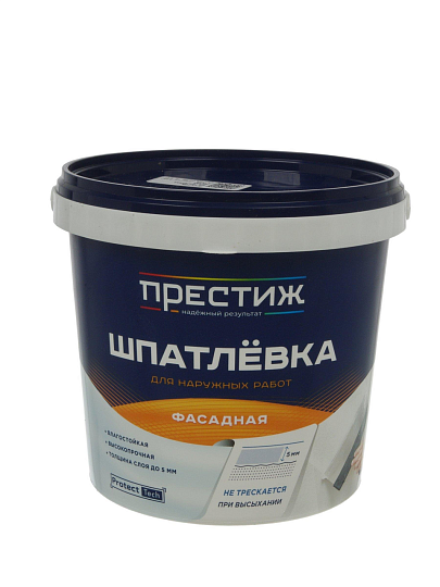 Шпатлевка Престиж, акриловая, универсальная, фасадная, для наружных работ, 1.5 кг