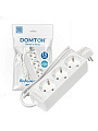 Удлинитель бытовой 3 гнезда, 1.5 м, ПВС, 3х0.75 мм², с заземлением, 2200 Вт, Domtok, 2373