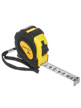 Рулетка 3 м, обрезиненный пластик, 16 мм, с фиксатором, Bartex, JB 05 / JB 47/05