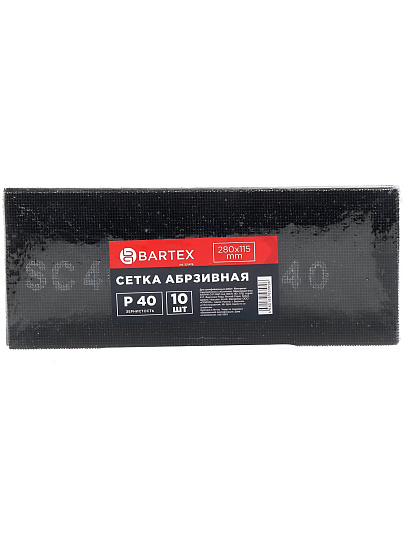 Сетка абразивная зернистость P40, 115х280 мм, 10 шт, Bartex, 0304115