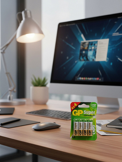 Батарейка GP, АА (LR6, 15A), Alkaline Super, щелочная, 1.5 В, блистер, 8 шт, 15A4/4-2CR8, 17027