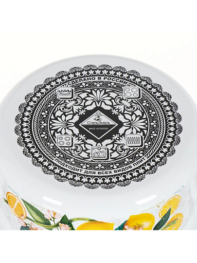 Набор посуды эмалированная сталь, 3 предмета, кастрюли 2,3,4 л, индукция, СтальЭмаль, Лимоны в цвету, 1KB051M