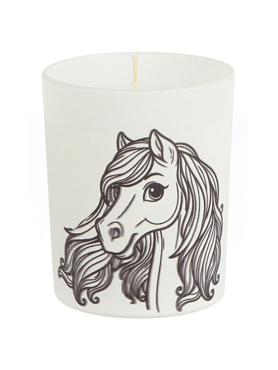 Свеча декоративная, 9.3х7.7 см, Год Лошади-5, парафин, в стеклянном подсвечнике, 35 1609 1021