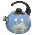 Чайник сталь, эмалированное покрытие, 3.5 л, со свистком, декор в ассортименте, ручка консольная, Рубин, Клубника с ромашкой, синий туман, T04/35/08/05/14