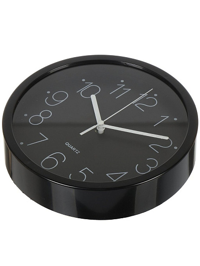 Часы настенные, 20 см, круглые, пластик, стекло, черные, Y6-6086