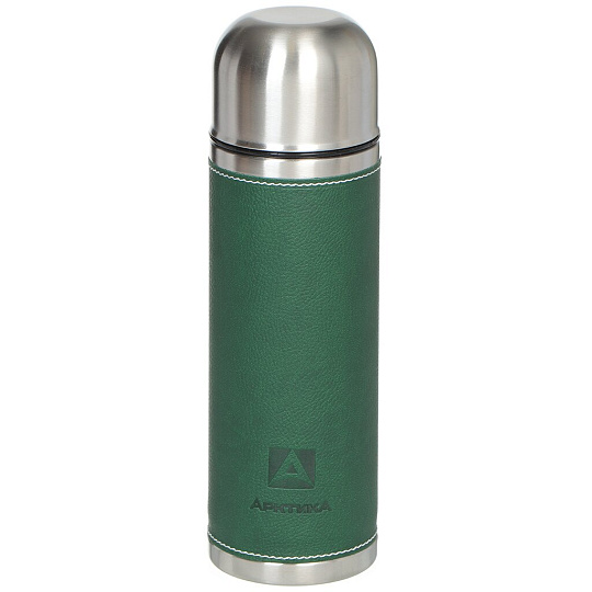 Термос нержавеющая сталь, 0.7 л, узкая горловина, Арктика, колба нержавеющая сталь, чехол, оплетка с эффектом кожи, зеленый, 108-700