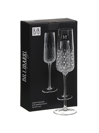 Бокал для шампанского, 220 мл, стекло, 2 шт, Billibarri, Lamego, 901-573