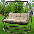 Качели садовые Кокон, 2-местные, 155х105х160 см, 240 кг, Green Days, Relax, венге, ротанг, подушка бежевая, 1801 - фото 6