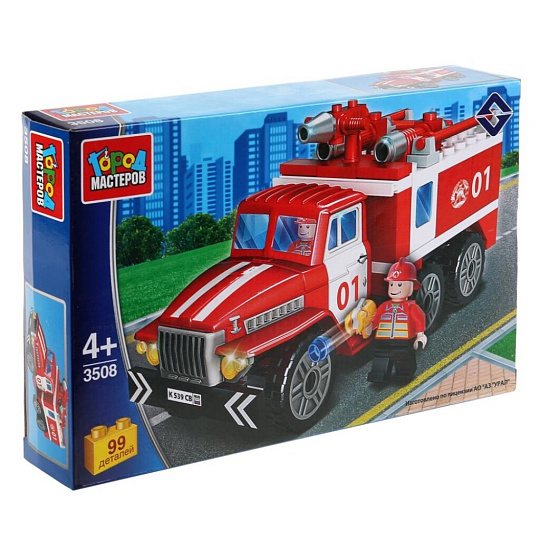 Конструктор Город Мастеров, Урал пожарная служба, 3-5 лет, 113 деталей, с фигуркой, 3544-KK
