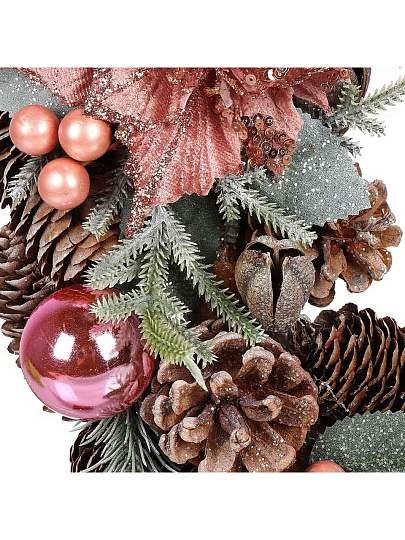 Венок рождественский 35 см, с пуансеттией, SYSGZSA- 4623083