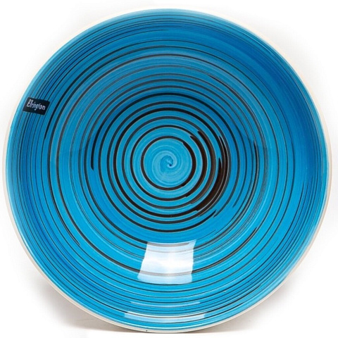 Тарелка суповая, керамика, 18 см, круглая, Аэрография Морской Вечер, Elrington, 139-27013, голубая