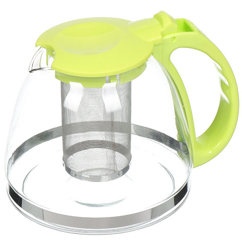 Чайник заварочный стекло, пластик, 1.3 л, с ситечком, подарочная упаковка, 8130-1, зеленый