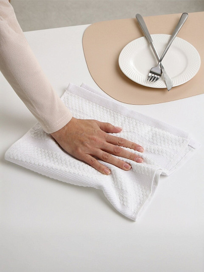 Набор полотенец кухонных 2 шт, 30х50 см, махровый, 100% хлопок, 400 г/м2, Silvano, Классика, бело-бежевый, Узбекистан