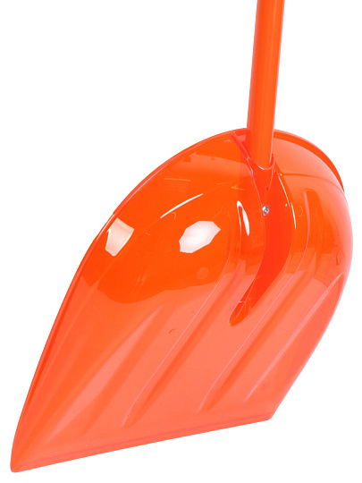 Лопата для снега поликарбонат, черенок алюминиевый, 141х45х11 см, оранжевая, D-рукоятка, ручка силы, Компакт